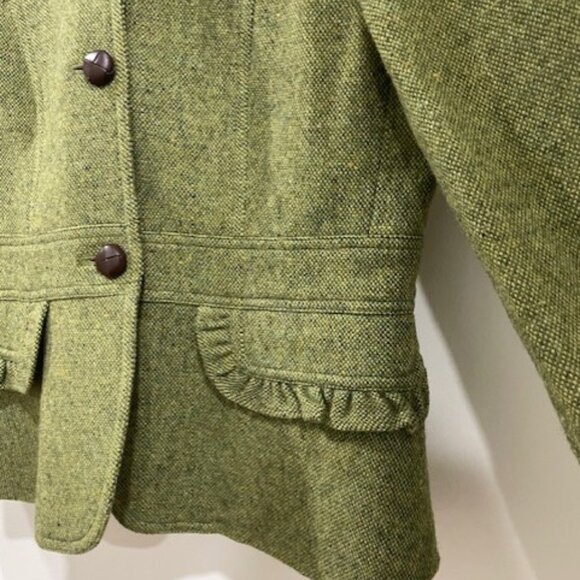Women's J.Crew Wool Tweed Jacket in Green Fleck, Size 6 - Picture 4 of 10
